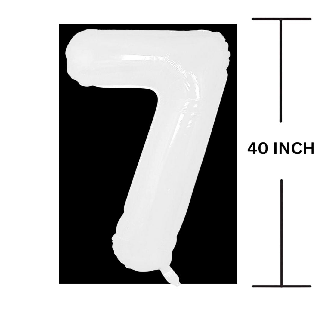 40 Inches WHITE Number Balloon Air or Helium Compactable Balloon for Party Decoration, Birthday, Anniversary