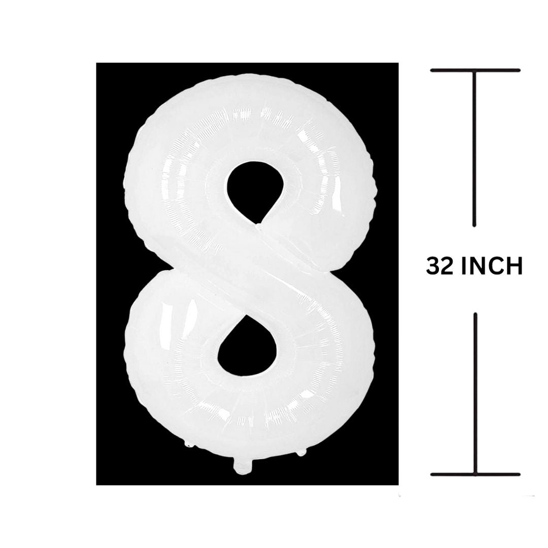 32 Inches WHITE Number Balloon Air or Helium Compactable Balloon for Party Decoration, Birthday, Anniversary