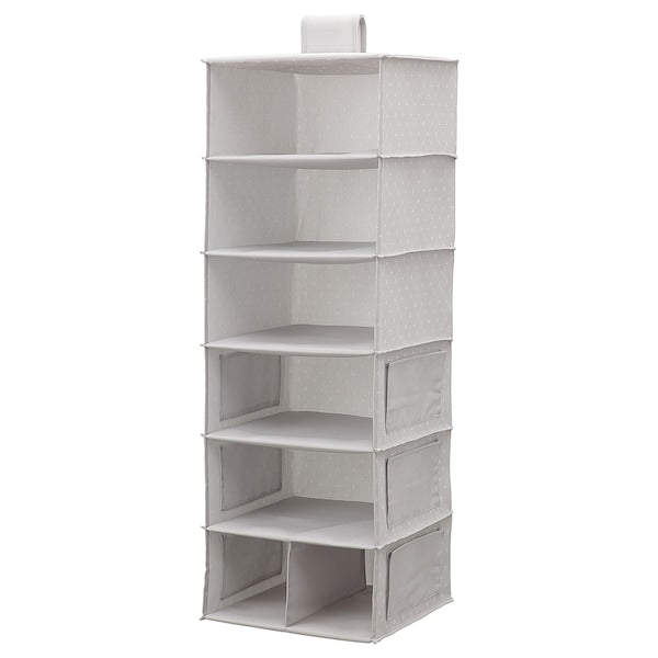 Hanging storage with 7 compartments, grey/patterned, 30x30x90 cm (11 ¾x11 ¾x35 ½ ")