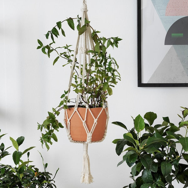 Plant pot hanger, beige handmade