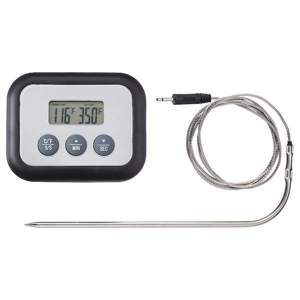 Meat thermometer/timer, digital black