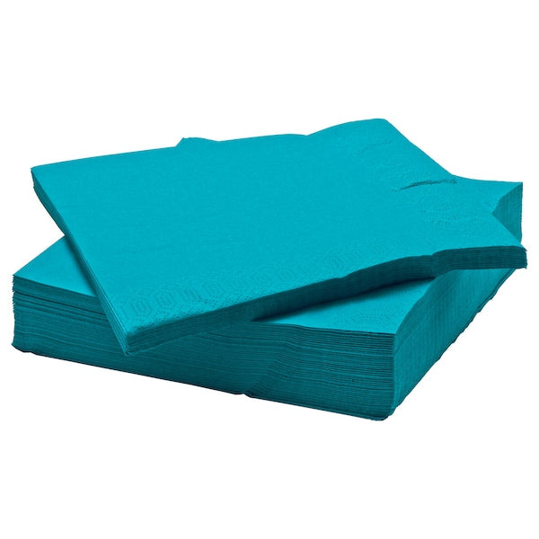 Paper napkin, turquoise, 40x40 cm (15 ¾x15 ¾ ")