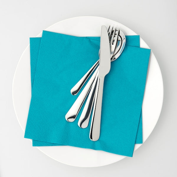 Paper napkin, turquoise, 40x40 cm (15 ¾x15 ¾ ")