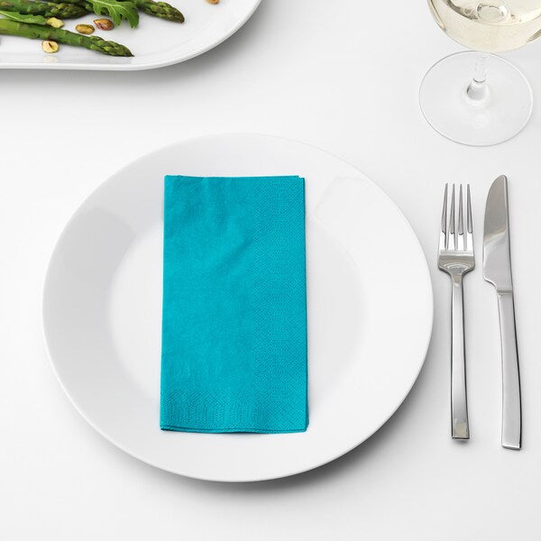 Paper napkin, turquoise, 40x40 cm (15 ¾x15 ¾ ")