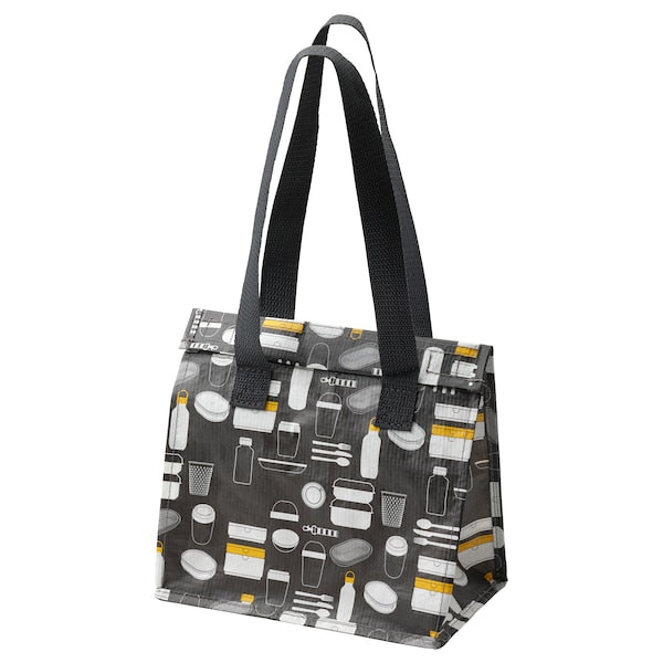 Lunch bag, patterned grey, 25x16x27 cm (9 ¾x6 ¼x10 ¾ ")