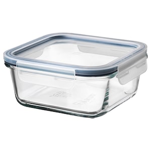 Food container with lid, square/glass, 180 ml (6.1 oz)