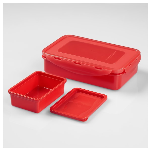 Lunch box, red, 20x13x5 cm (7 ¾x5x2 ")