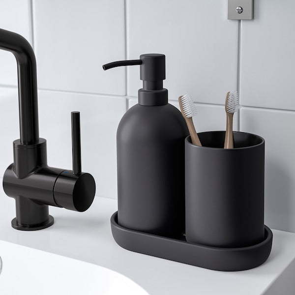 3-piece bathroom set, black