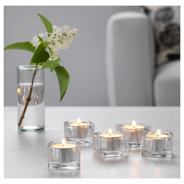 Tealight holder, clear glass, 5x5 cm (2x2 ")