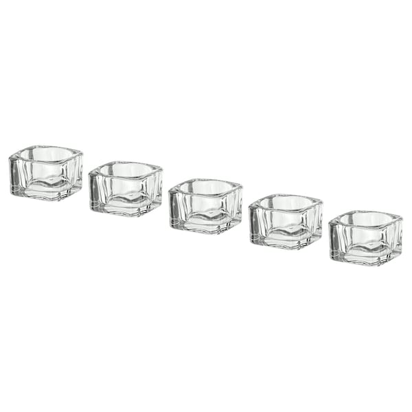 Tealight holder, clear glass, 5x5 cm (2x2 ")