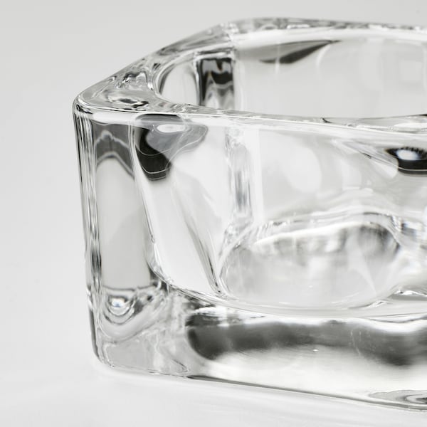 Tealight holder, clear glass, 5x5 cm (2x2 ")