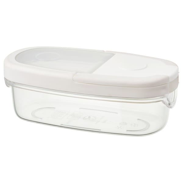 Dry food jar with lid, transparent/white, 0.3 l (10 oz)