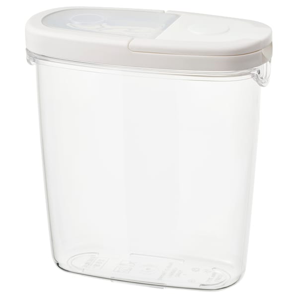 Dry food jar with lid, transparent/white, 1.3 l (44 oz)