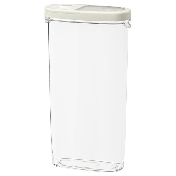 Dry food jar with lid, transparent/white, 2.3 l (2 qt)