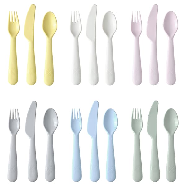 18-piece cutlery set, mixed colours