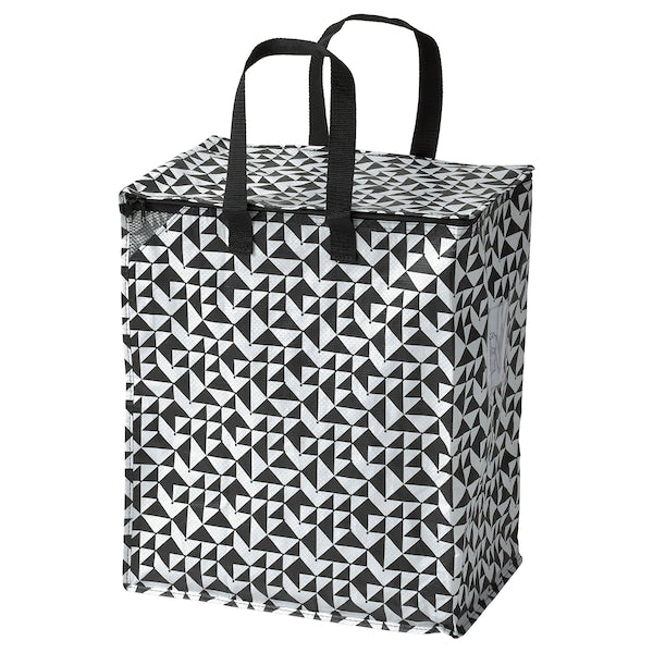 Bag, black/white, 40x25x47 cm/47 l (15 ¾x9 ¾x18 ½ "/12 gallon)