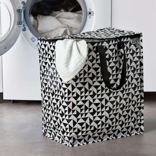 Bag, black/white, 40x25x47 cm/47 l (15 ¾x9 ¾x18 ½ "/12 gallon)