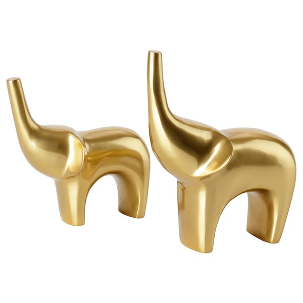 Decoration set of 2, elephant gold-colour