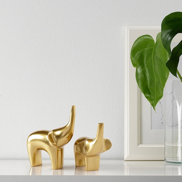 Decoration set of 2, elephant gold-colour