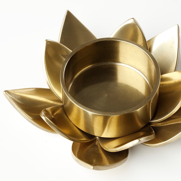 Tealight holder, gold-colour/Lotus, 3 cm (1 ¼ ")