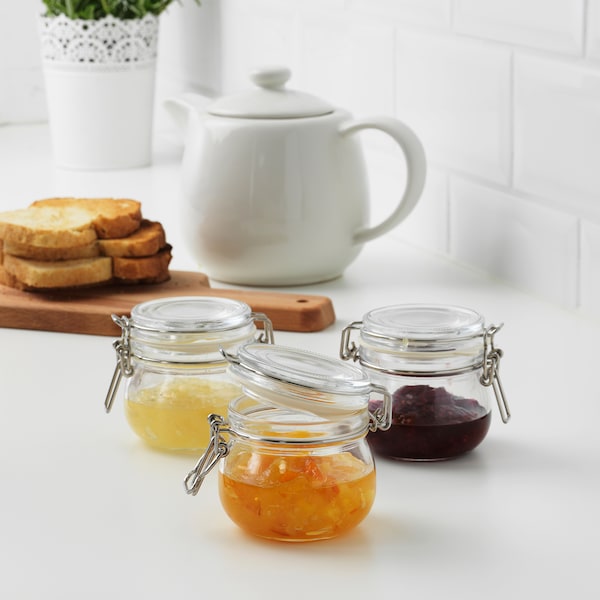 Jar with lid, clear glass, 13 cl (4 oz)