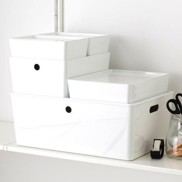 Box with lid, white, 18x26x8 cm (7x10 ¼x3 ¼ ")