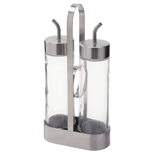 3-piece oil/vinegar set, glass/stainless steel