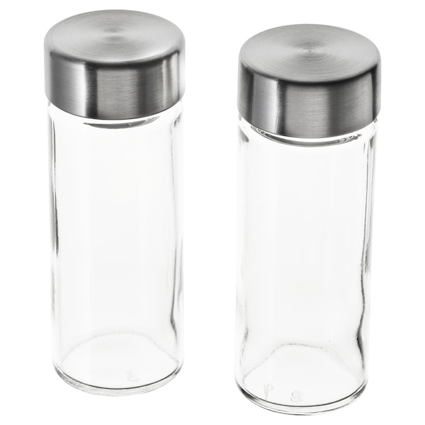 Spice jar, glass/stainless steel, 10 cl (3 oz)