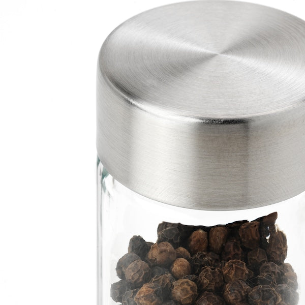 Spice jar, glass/stainless steel, 10 cl (3 oz)