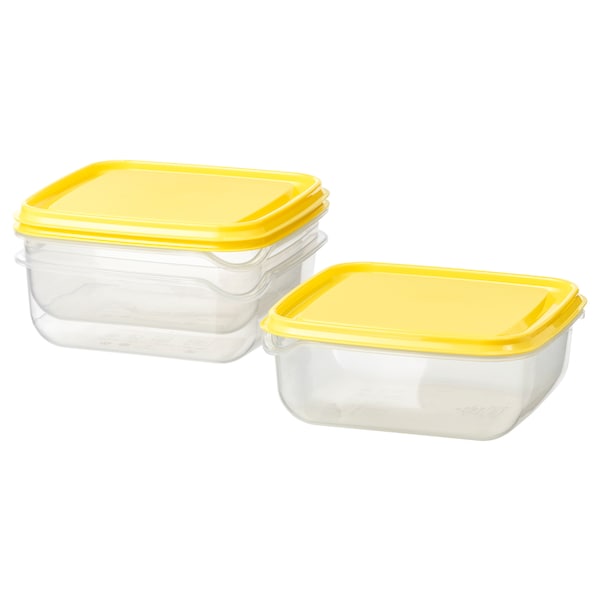 Food container, transparent/yellow, 0.6 l (20 oz)