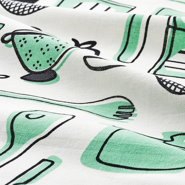 Tea towel, white/green/patterned, 45x60 cm (18x24 ")