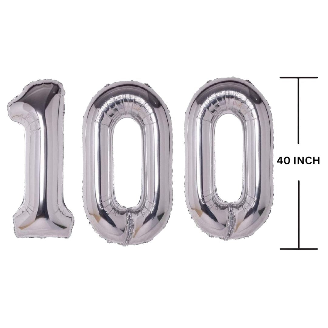 40 Inches SILVER Number Balloon Air or Helium Compactable Balloon for Party Decoration, Birthday, Anniversary