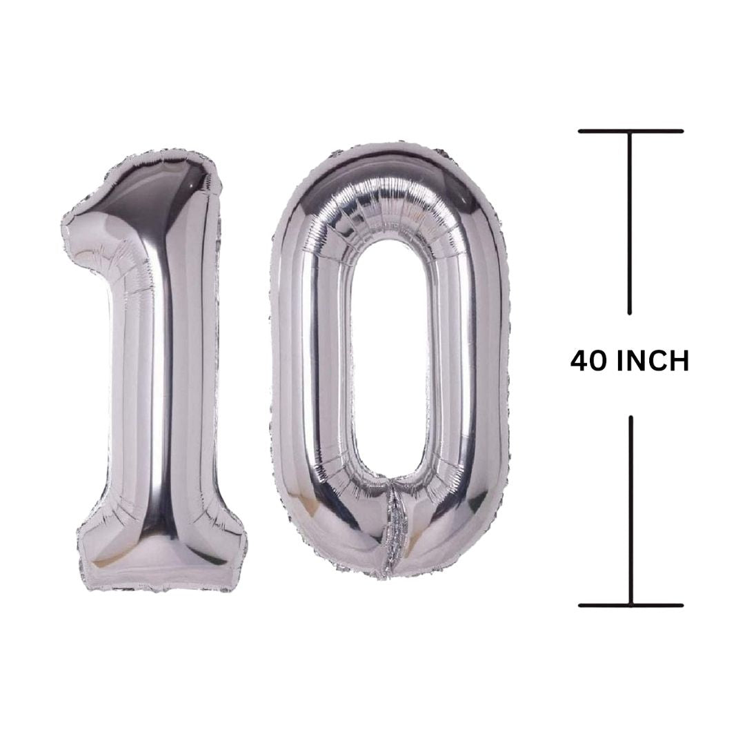 40 Inches SILVER Number Balloon Air or Helium Compactable Balloon for Party Decoration, Birthday, Anniversary