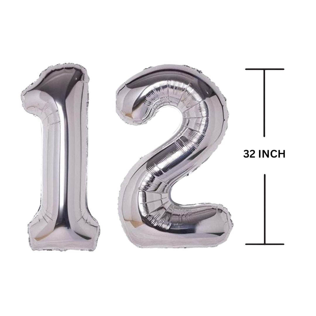 32 Inches SILVER Number Balloon Air or Helium Compactable Balloon for Party Decoration, Birthday, Anniversary