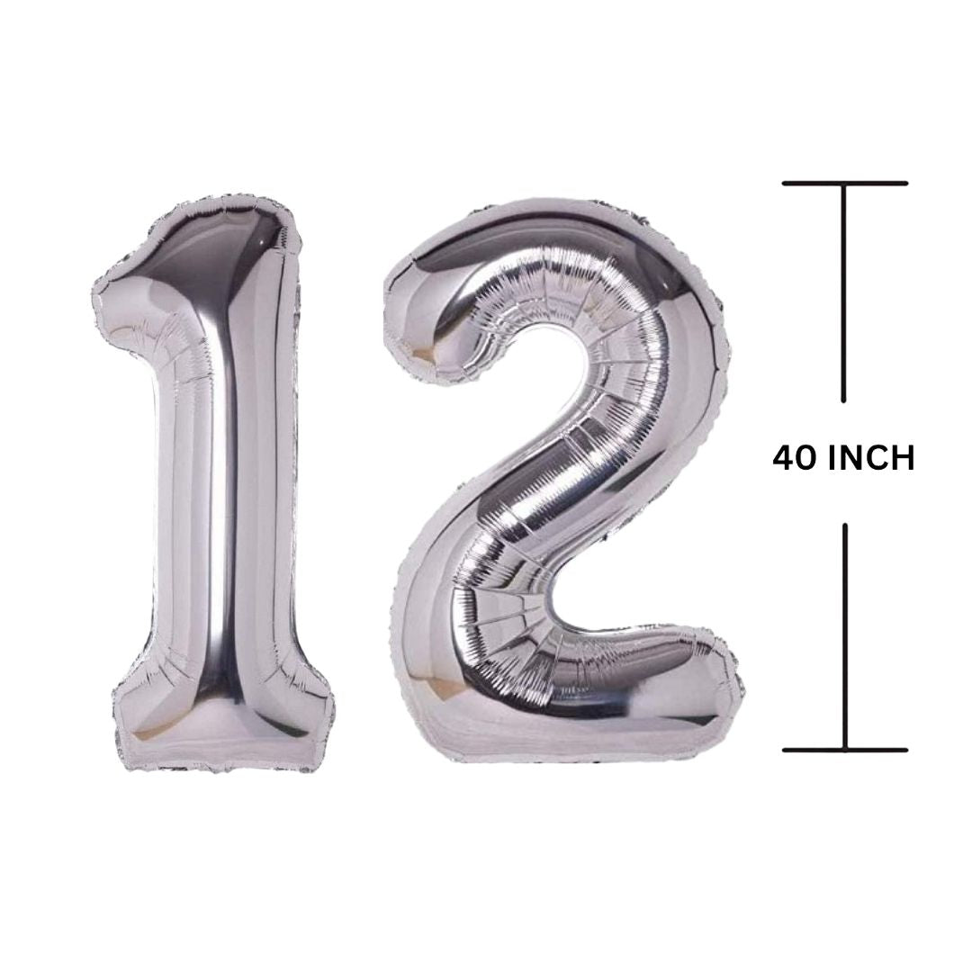 40 Inches SILVER Number Balloon Air or Helium Compactable Balloon for Party Decoration, Birthday, Anniversary