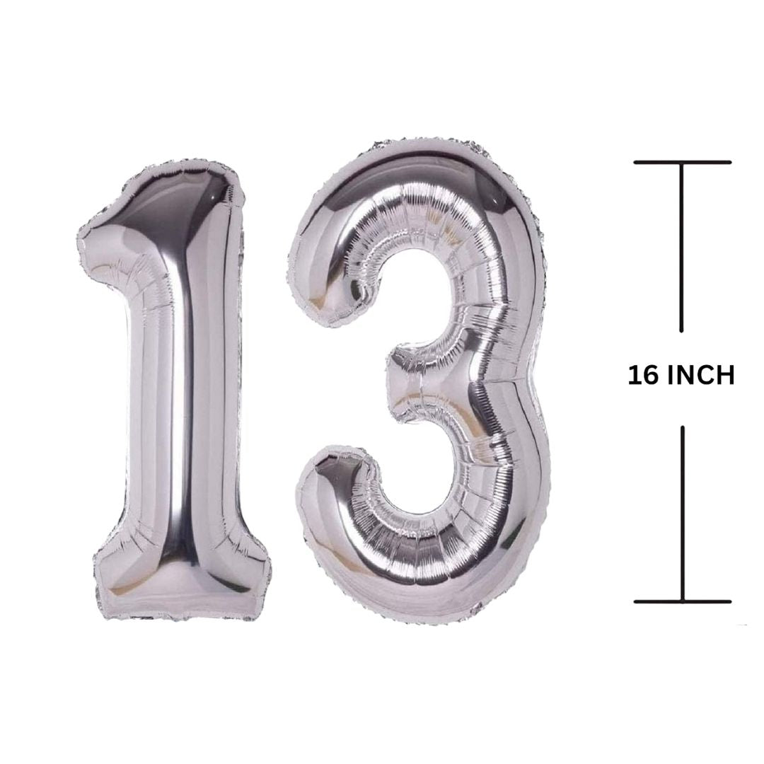 16 Inches SILVER Number Balloon Air or Helium Compactable Balloon for Party Decoration, Birthday, Anniversary