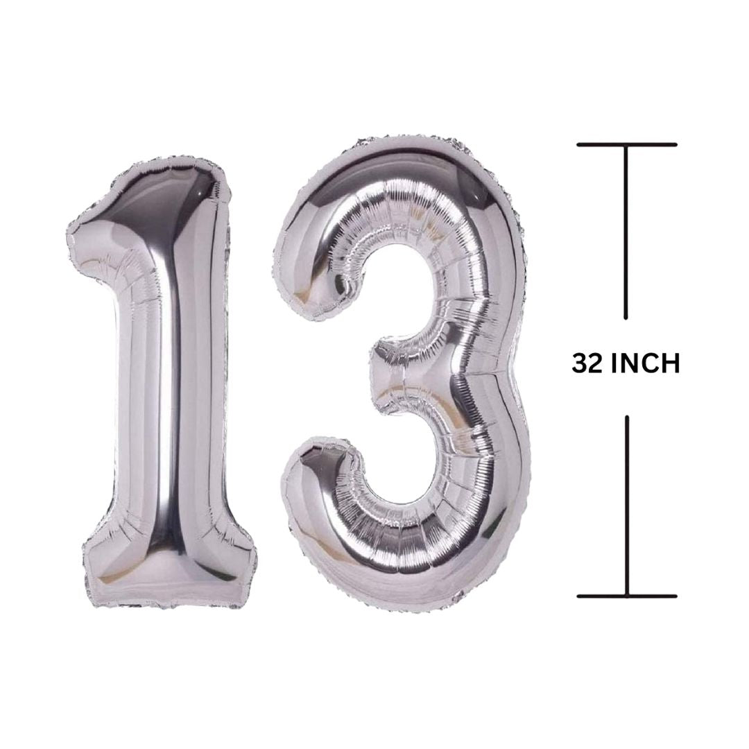 32 Inches SILVER Number Balloon Air or Helium Compactable Balloon for Party Decoration, Birthday, Anniversary