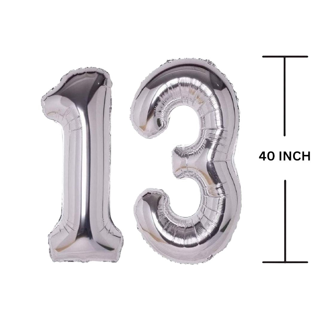 40 Inches SILVER Number Balloon Air or Helium Compactable Balloon for Party Decoration, Birthday, Anniversary