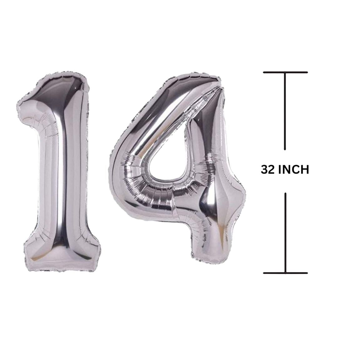 32 Inches SILVER Number Balloon Air or Helium Compactable Balloon for Party Decoration, Birthday, Anniversary