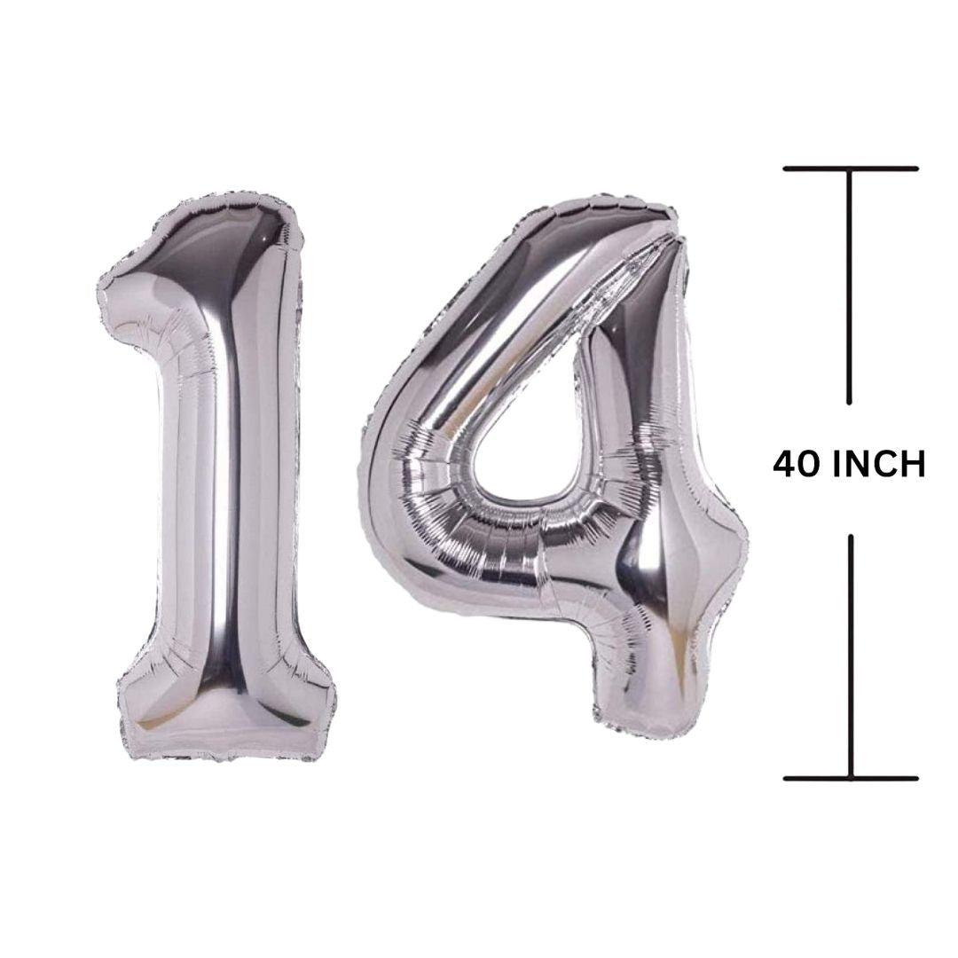 40 Inches SILVER Number Balloon Air or Helium Compactable Balloon for Party Decoration, Birthday, Anniversary