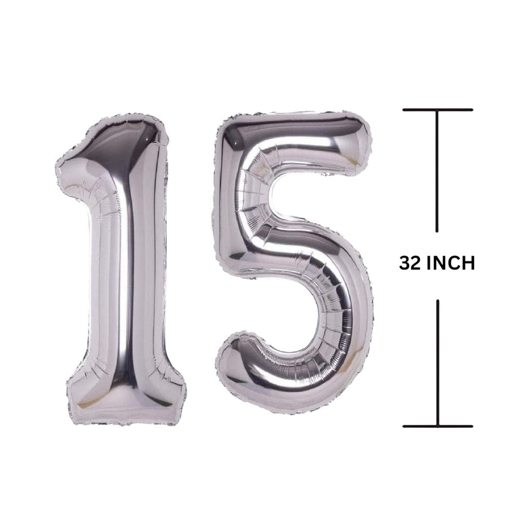 32 Inches SILVER Number Balloon Air or Helium Compactable Balloon for Party Decoration, Birthday, Anniversary