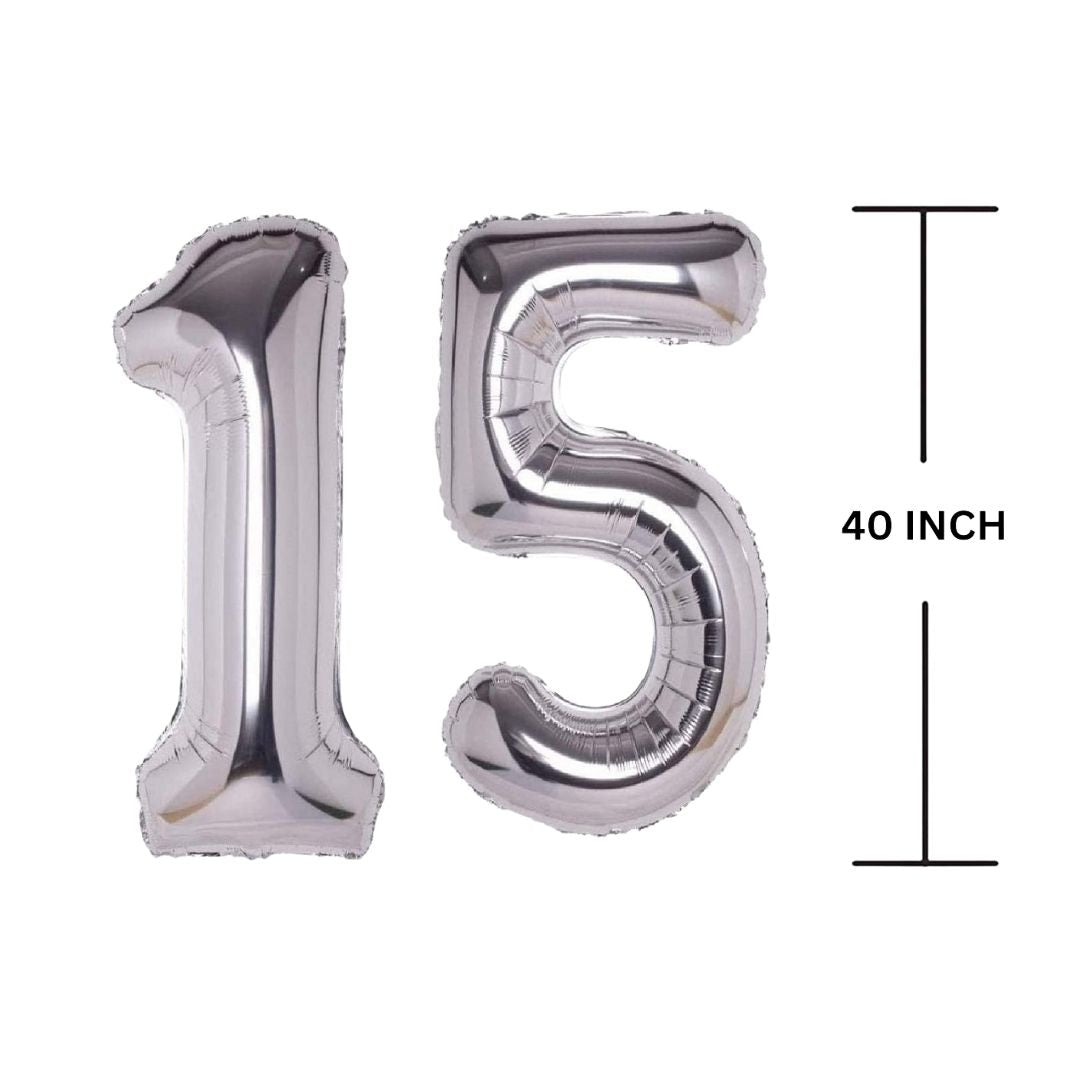 40 Inches SILVER Number Balloon Air or Helium Compactable Balloon for Party Decoration, Birthday, Anniversary