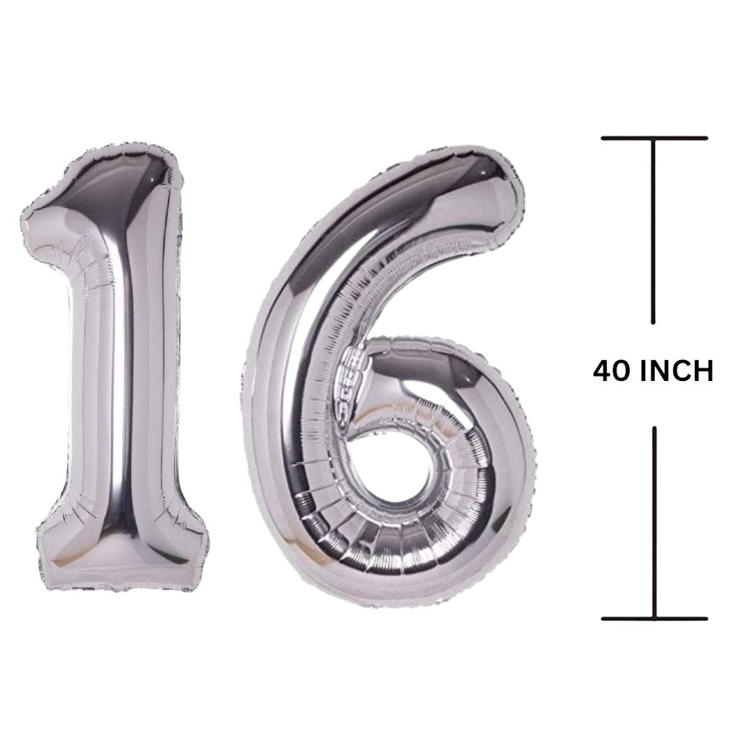 40 Inches SILVER Number Balloon Air or Helium Compactable Balloon for Party Decoration, Birthday, Anniversary