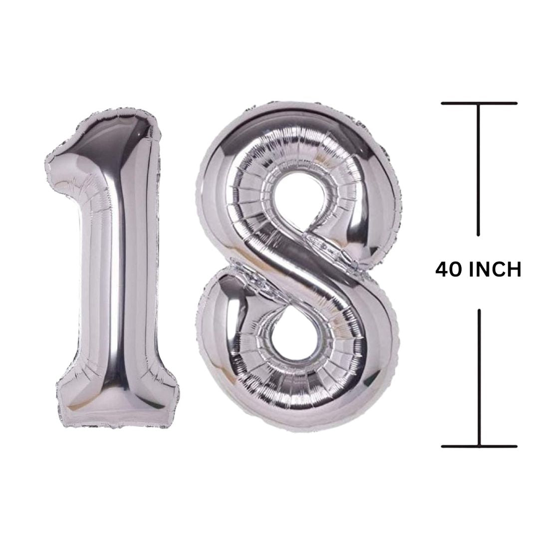 40 Inches SILVER Number Balloon Air or Helium Compactable Balloon for Party Decoration, Birthday, Anniversary