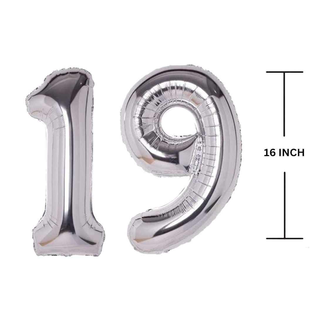 16 Inches SILVER Number Balloon Air or Helium Compactable Balloon for Party Decoration, Birthday, Anniversary