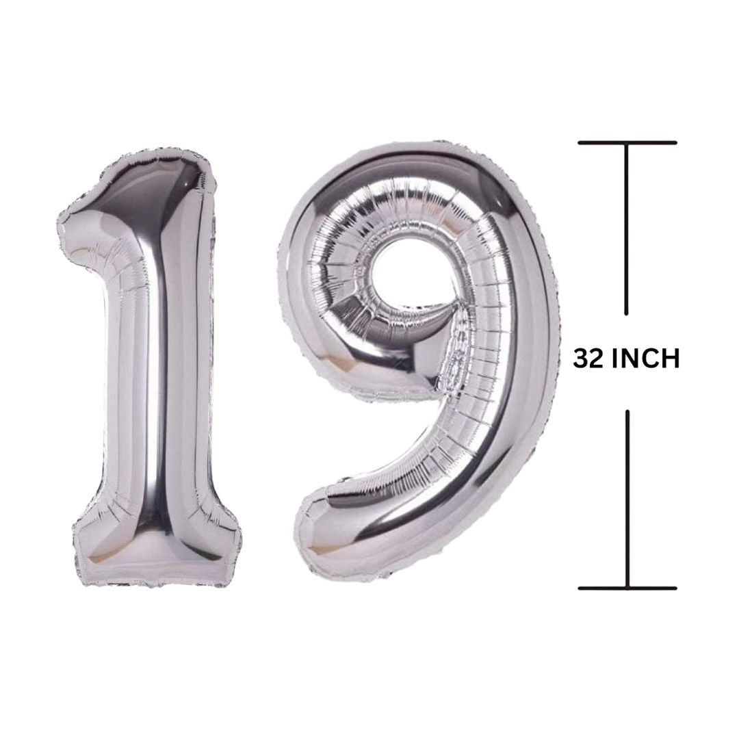 32 Inches SILVER Number Balloon Air or Helium Compactable Balloon for Party Decoration, Birthday, Anniversary