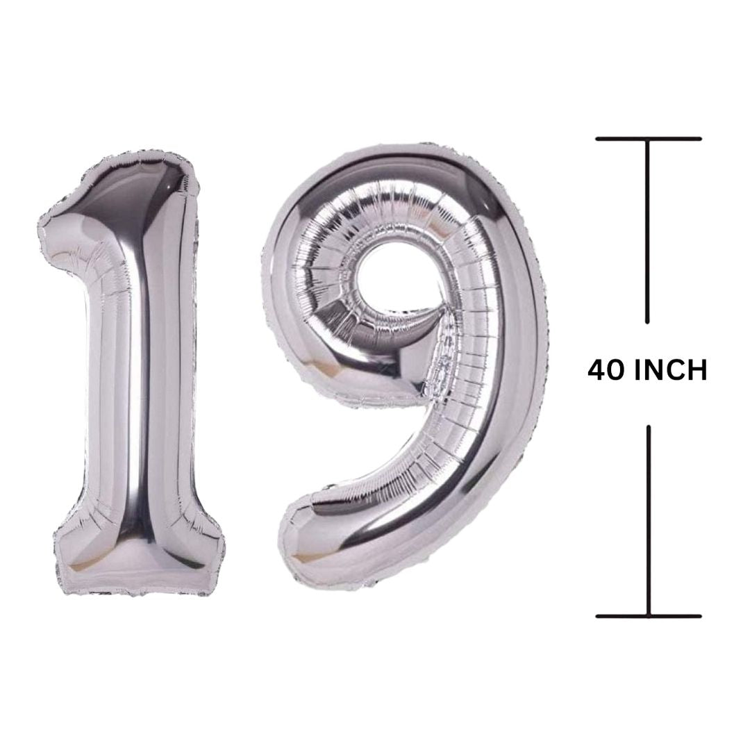 40 Inches SILVER Number Balloon Air or Helium Compactable Balloon for Party Decoration, Birthday, Anniversary