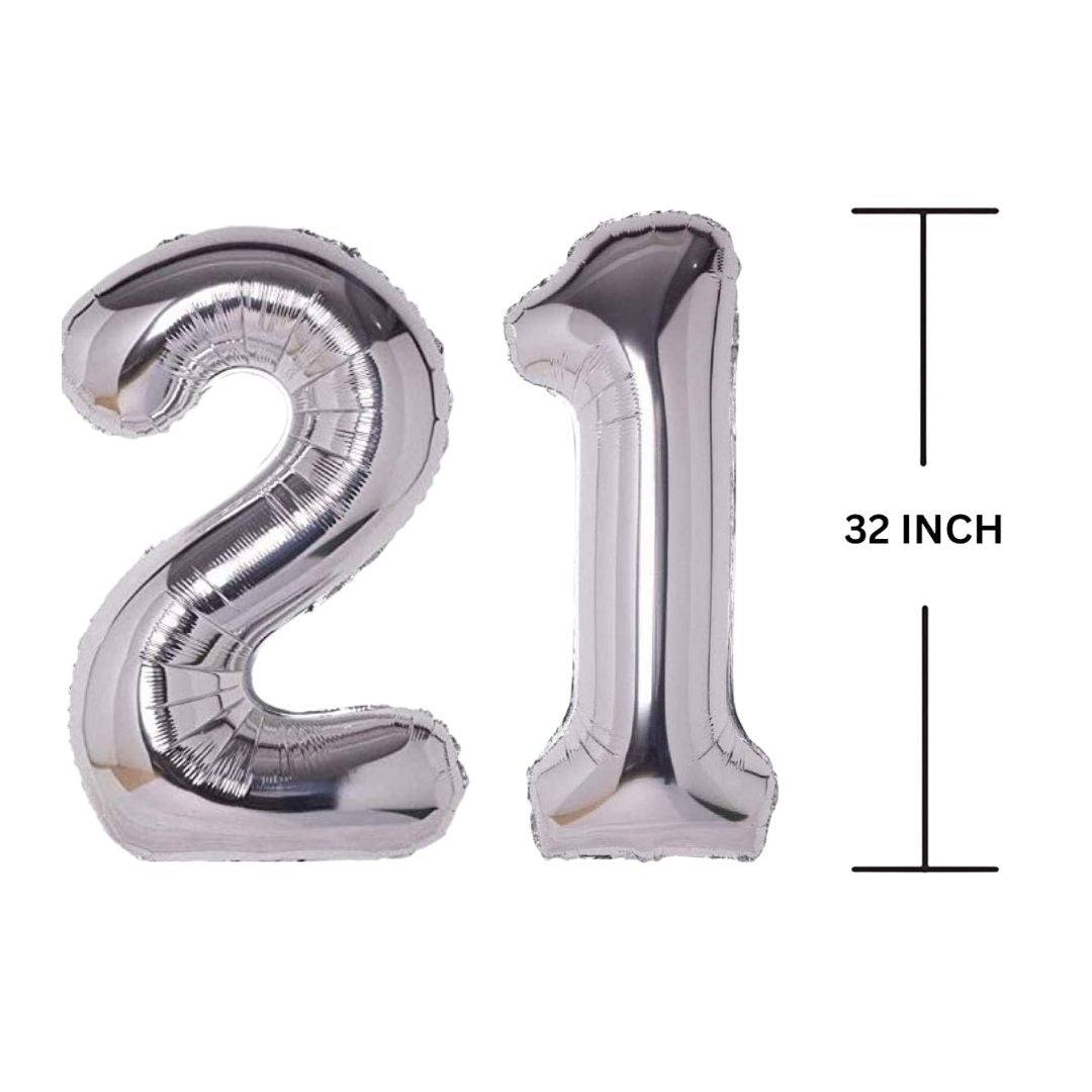 32 Inches SILVER Number Balloon Air or Helium Compactable Balloon for Party Decoration, Birthday, Anniversary