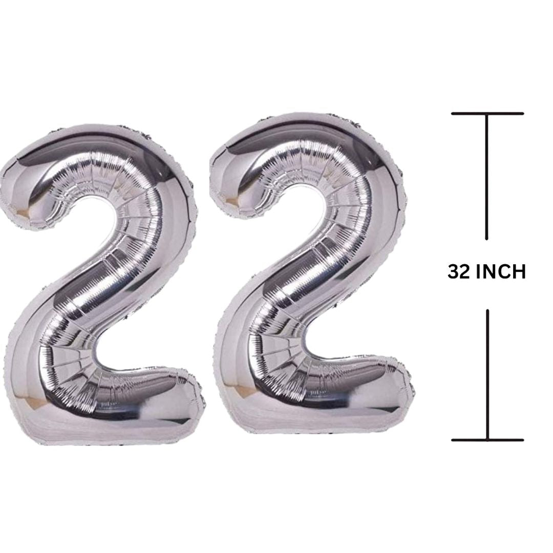 32 Inches SILVER Number Balloon Air or Helium Compactable Balloon for Party Decoration, Birthday, Anniversary