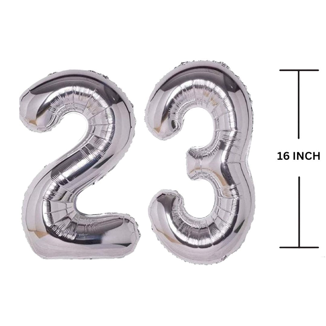 16 Inches SILVER Number Balloon Air or Helium Compactable Balloon for Party Decoration, Birthday, Anniversary